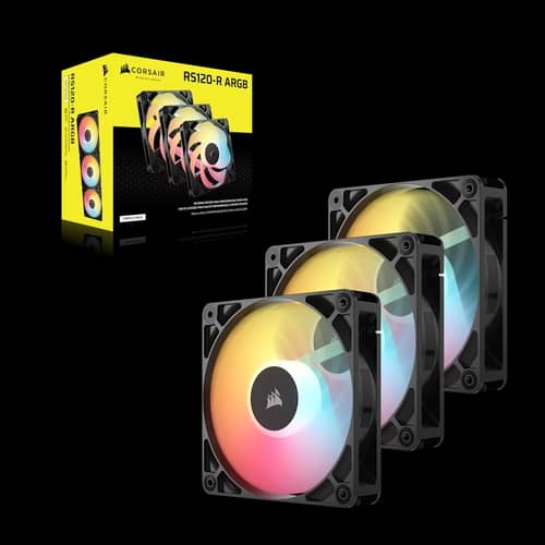 Kit de ventiladores CORSAIR flujo invertido RS120-R ARGB de 120 mm x3 negro