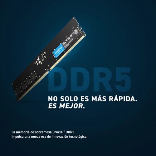 Memoria Ram UDIMM CRUCIAL CT 16GB DDR5 4800MHz CL20 1.10V Single Negro