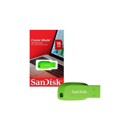 Pen Drive SANDISK Cruzer Blade 16GB USB 2.0 Tipo A Verde