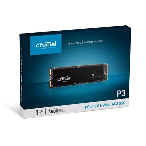 Disco Interno SSD CRUCIAL P3 1TB M.2 NVMe PCIe 3.0 3500MB/s