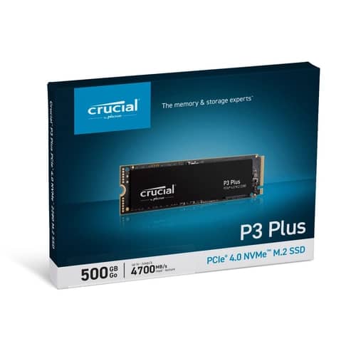 Disco Interno SSD CRUCIAL P3 Plus 500GB M.2 NVMe PCIe 4.0 4700MB/S