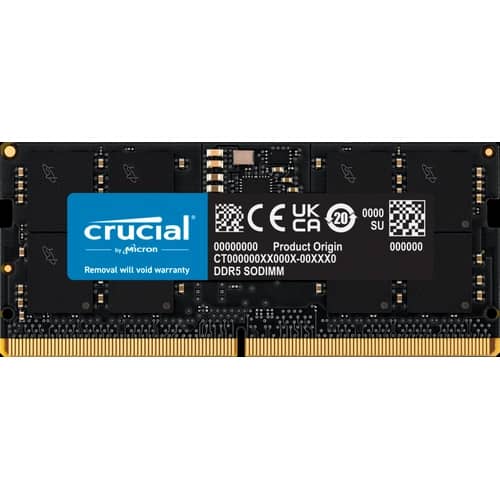 Memoria Ram SODIMM CRUCIAL Basic 16GB DDR5 4800MHz CL40 1.10V Single Negro