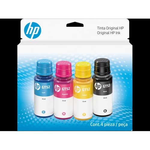 Botella de tinta HP GT53/GT52 Negra Cian Magenta Amarilla Pack de 4