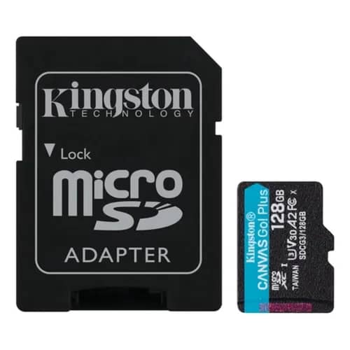 Tarjeta de Memoria KINGSTON Canvas Go Plus Gen4 MicroSDXC 128GB UHS-I U3 V30 200MB/s c/adaptador