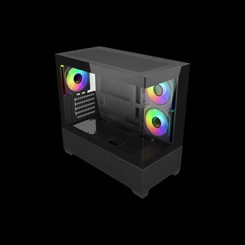 Gabinete Cooler Master Elite 490 Mini Tower 3 Fans 120mm ARGB Tempered Glass Black s/Fuente