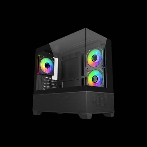 Gabinete Cooler Master Elite 490 Mini Tower 3 Fans 120mm ARGB Tempered Glass Black s/Fuente