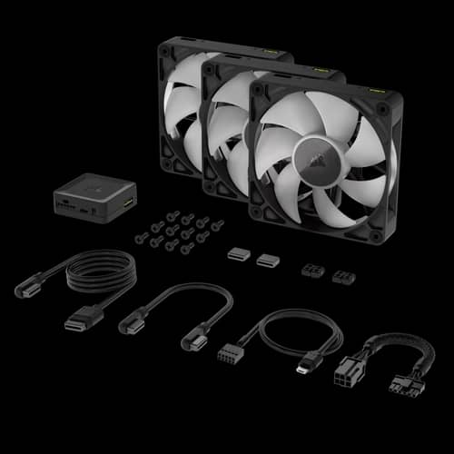 Kit de inicio de ventiladores CORSAIR iCUE LINK RX120 RGB 120 mm X3 negro