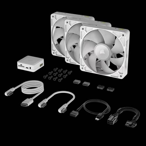 Kit de inicio de ventiladores CORSAIR iCUE LINK RX120 RGB 120 mm X3 blanco