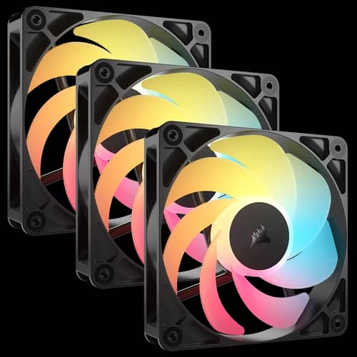 Kit de ventiladores CORSAIR flujo invertido RS120-R ARGB de 120 mm x3 negro