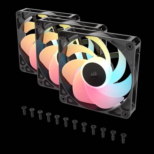 Kit de ventiladores CORSAIR flujo invertido RS120-R ARGB de 120 mm x3 negro
