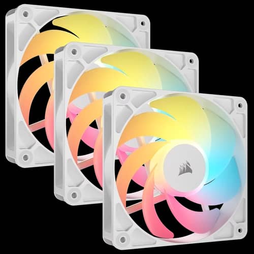 Kit de ventiladores CORSAIR flujo invertido RS120-R ARGB de 120 mm x3 blanco