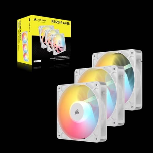 Kit de ventiladores CORSAIR flujo invertido RS120-R ARGB de 120 mm x3 blanco