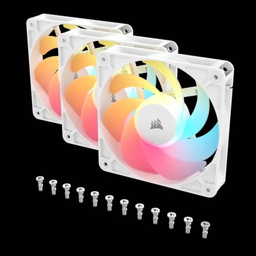 Kit de ventiladores CORSAIR flujo invertido RS120-R ARGB de 120 mm x3 blanco