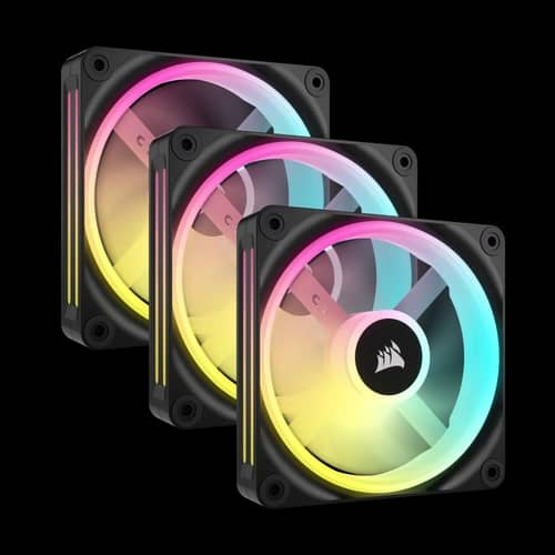 Kit de ventiladores CORSAIR PWM de 120 mm QX120 RGB x3 negro con iCUE Link