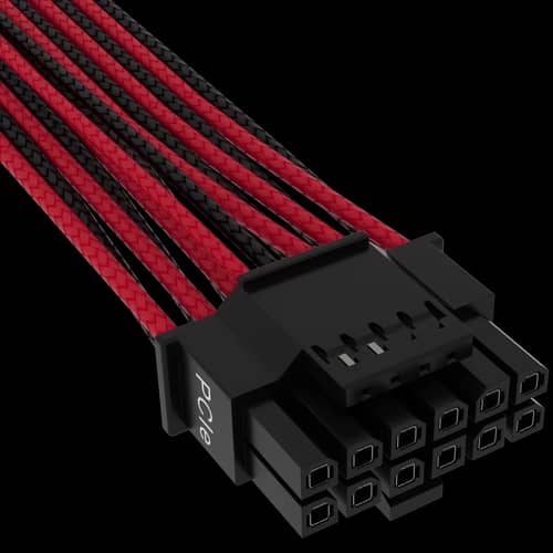 Cable con fundas individuales PCIe Gen 5 12V-2x6 de 600 W y 12 4 patillas con funda individual, Type 4, ROJO/NEGRO