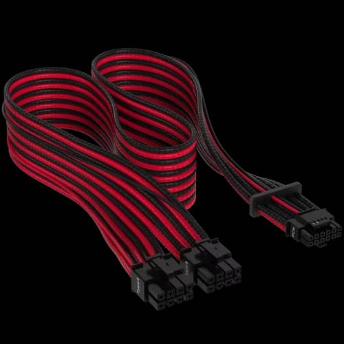 Cable con fundas individuales PCIe Gen 5 12V-2x6 de 600 W y 12 4 patillas con funda individual, Type 4, ROJO/NEGRO