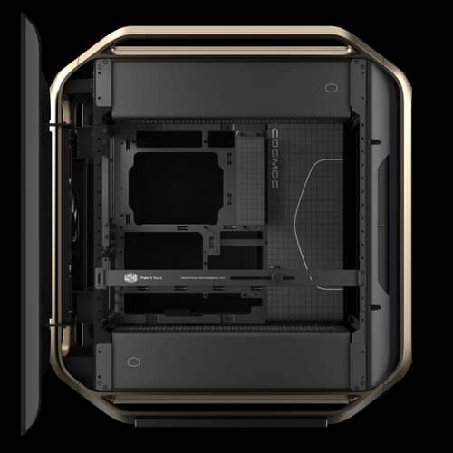 Gabinete Cooler Master Cosmos Alpha Gold Full Tower 3 Fans Tempered Glass Logo Bañado en Oro 24K s/Fuente