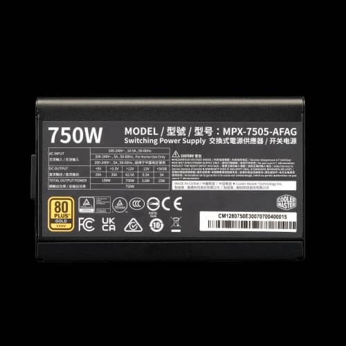 Fuente Cooler Master Elite Gold 750W Full Modular 80 Plus